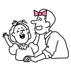 Young man playing with his daughter