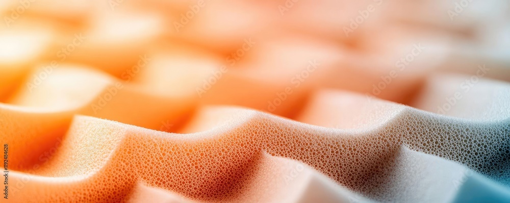 Poster studio absorber concept. abstract close-up of textured foam with gradients of orange and blue hues.