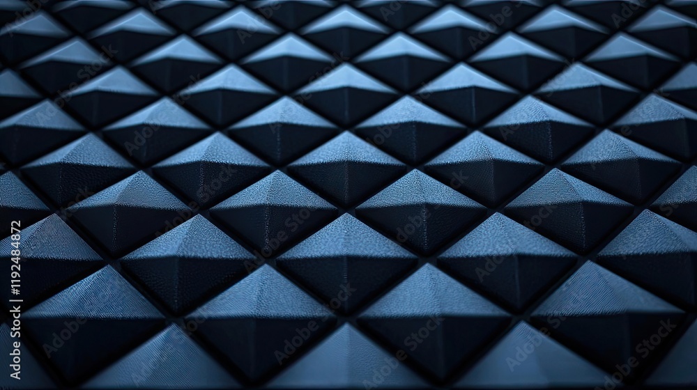 Poster studio absorber concept. close-up view of a textured surface with geometric blue pyramid shapes.
