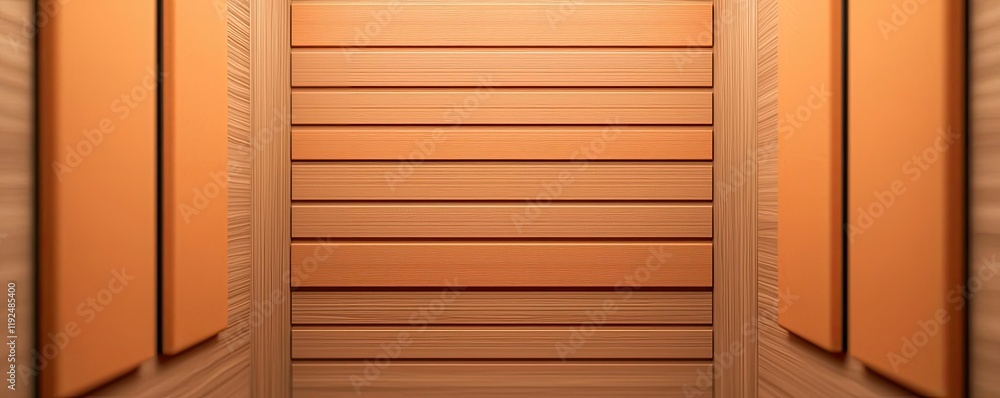 Poster studio absorber concept. a serene corridor with warm orange tones, creating a calming and inviting a
