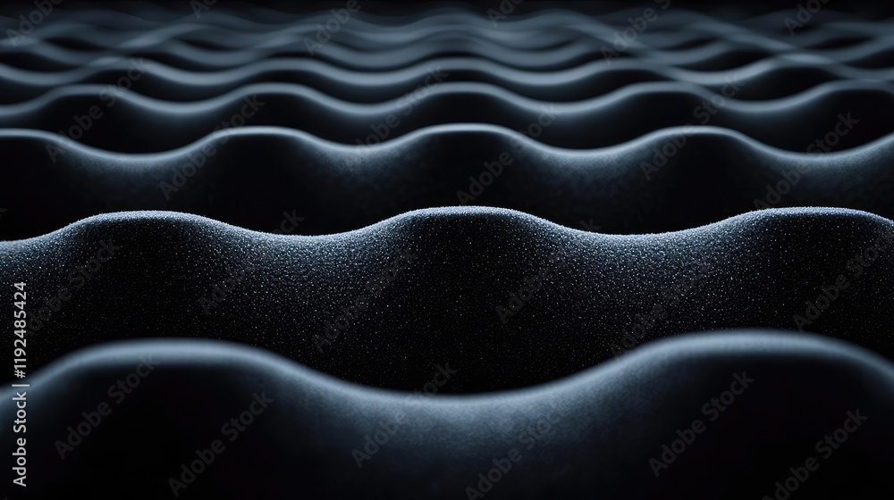 Poster Studio absorber concept. Close-up view of textured waves on a dark surface, creating a rhythmic pattern.