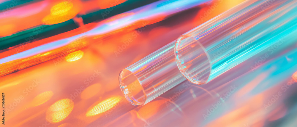 Poster shiny plastic surfaces create vibrant reflections in modern design setting