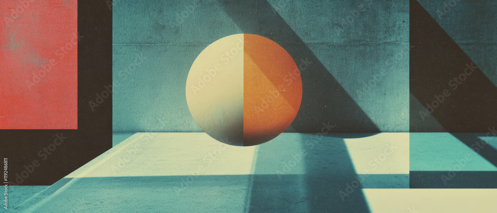 Poster Overlapping geometric shapes create a harmonious balance of color and light