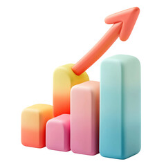 Colorful 3D Bar Graph Representing Growth on Transparent Background for Financial Concepts