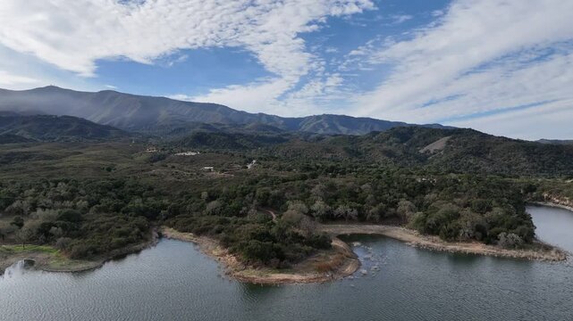 Drone flight over Cachuma Lake in Santa Barbara County
