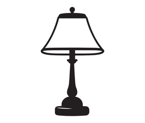 Obraz premium Lamp isolated on white background, Silhouette table lamp icon