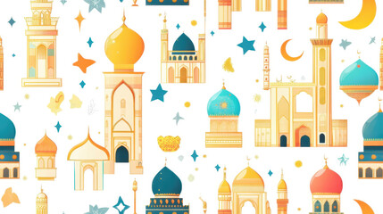 Fototapeta premium A captivating exploration of Islamic architecture, showcasing intricate details and vibrant colors of various mosques and minarets. Ideal for cultural enthusiasts and design lovers.