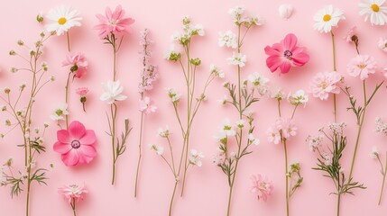 Delicate pink and white blossoms adorn a pristine white surface
