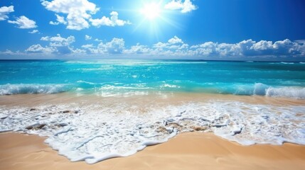 The Alluring Natural Background of Waves on the Beach in Summer