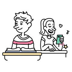 A boy and a girl at school