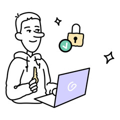 Security: man creating a secure password  