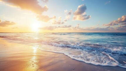 Fototapeta premium The Alluring Natural Background of Waves on the Beach in Summer