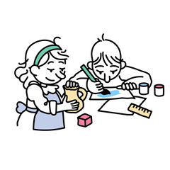 A girl and a boy at kindergarten