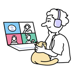 Man at an online conference