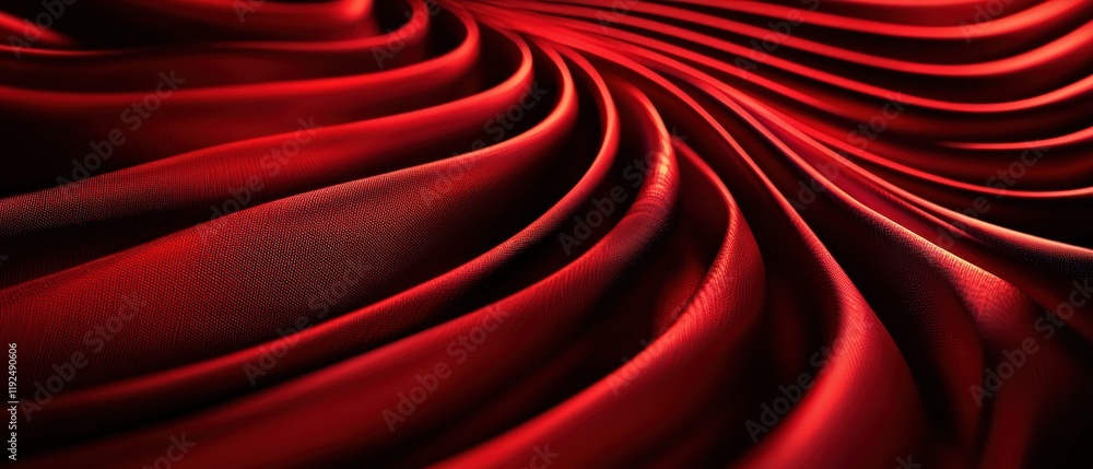 Poster a close-up view of luxurious red fabric, showcasing elegant folds and a rich texture that conveys de