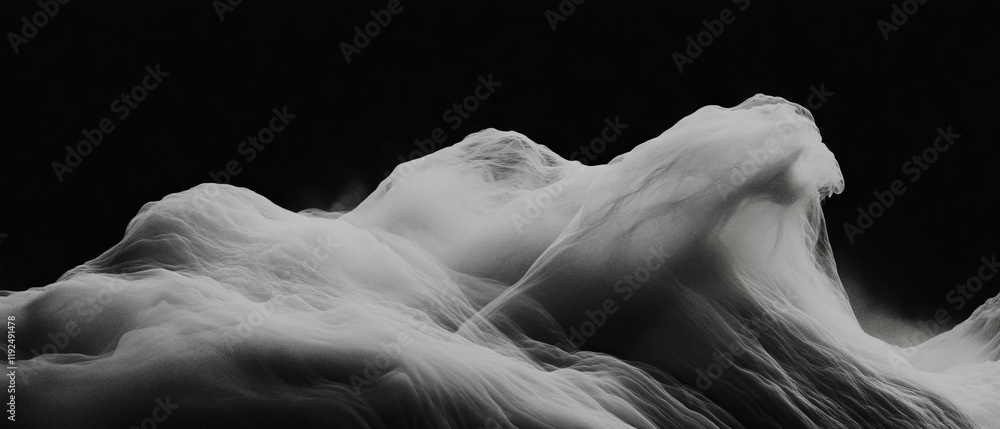 Poster dynamic flow of swirling textures in shades of grey creating an abstract landscape impression