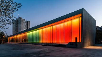 Obraz premium Vibrant Illuminated Pavilion at Dusk