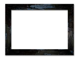 Rectangular picture frame. Old wooden frame, vintage style, with empty space and isolated transparent background with png.