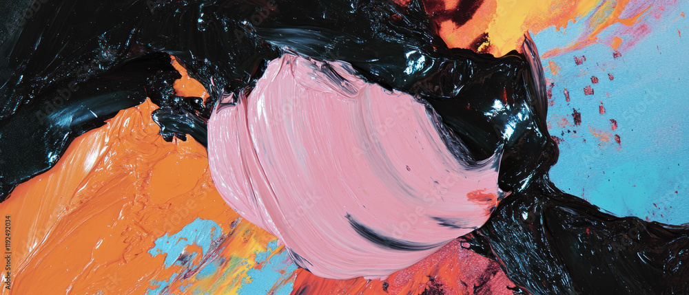 Poster thick impasto textures create stunning depth and vibrant color contrasts in abstract art
