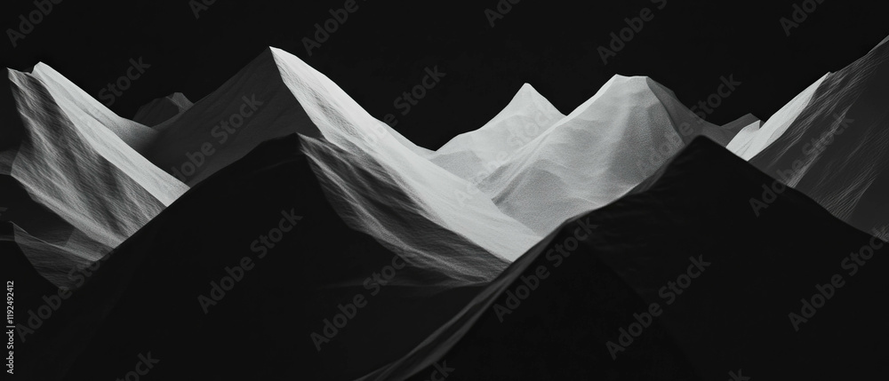 Poster Dynamic architectural structure featuring triangular shapes and sharp angles in a monochrome palette