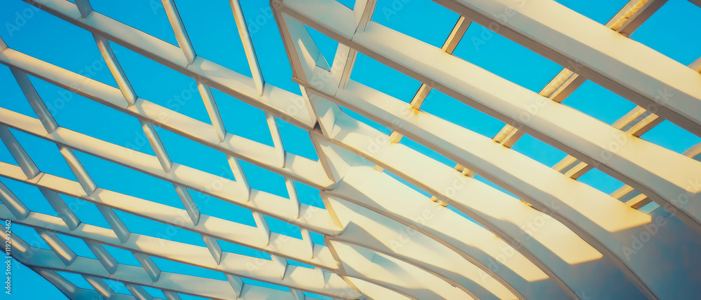 Aufkleber Dynamic architectural structure showcasing triangular shapes and sharp angles in modern design
