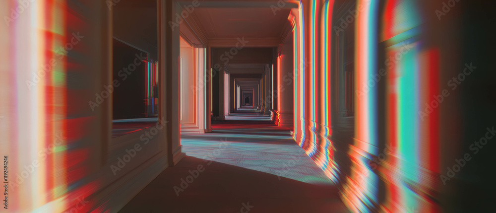 Poster Warped perspectives create a surreal experience in a corridor of distorted space