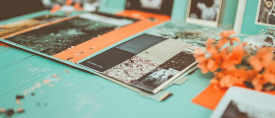 Interactive scrapbook layout featuring mini albums and creative fold-out pages