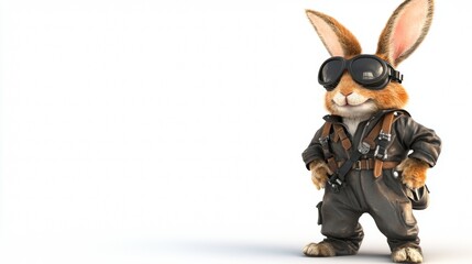 Rabbit dressed as a pilot ready for adventure in a playful and imaginative setting