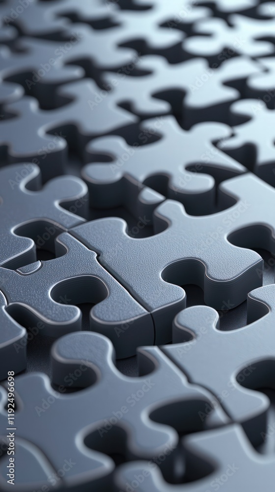 Poster a close-up image of interlocking puzzle pieces, showcasing their intricate shapes and textures again