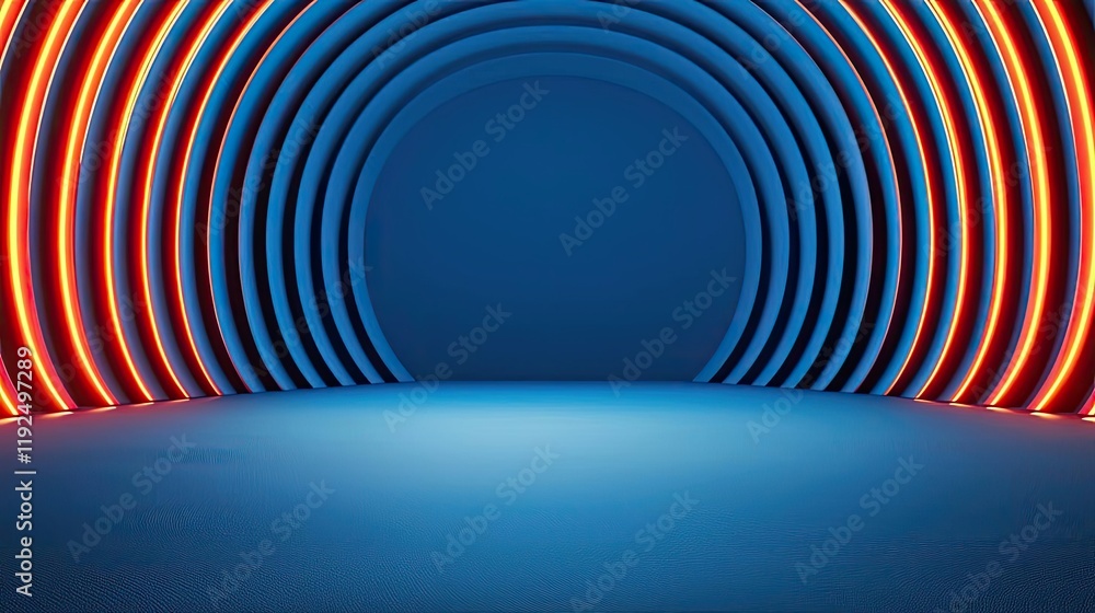 Aufkleber studio absorber concept. vibrant blue space with circular light patterns, perfect for modern design 