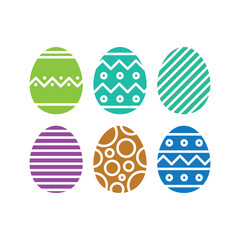Easter eggs color icon set.