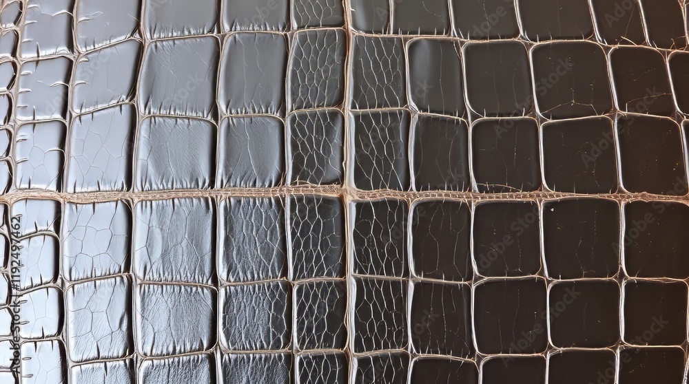 Poster Detailed close-up texture of an animal hide with a distinct square pattern and cracks
