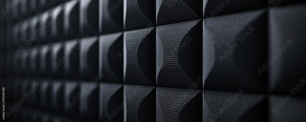 Aufkleber Studio absorber concept. Abstract black wall texture with geometric patterns, adding depth and elegance to spaces.