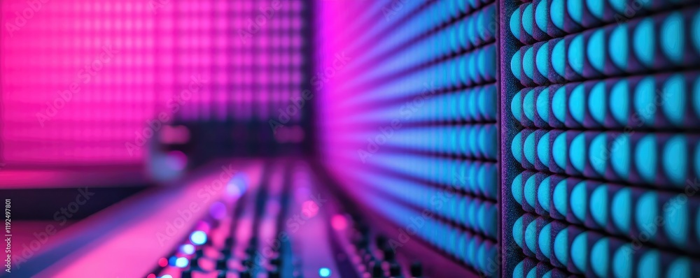 Poster Studio absorber concept. Vibrant abstract digital background with colorful glowing dots and patterns.