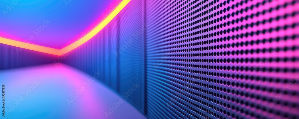 Poster Studio absorber concept. Abstract colorful lighting creating a vibrant, modern atmosphere in a unique space.
