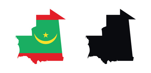 Mauritania Map vector icon. Map of Mauritania in Flag colors.