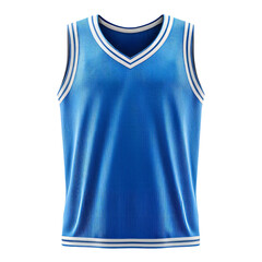Blue Basketball Jersey Isolated on Transparent Background with Realistic Fabric Texture