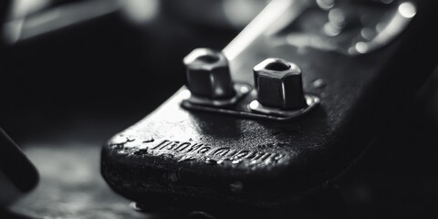 A close-up shot of a guitar in black and white, great for use in music-themed designs or as a minimalist icon