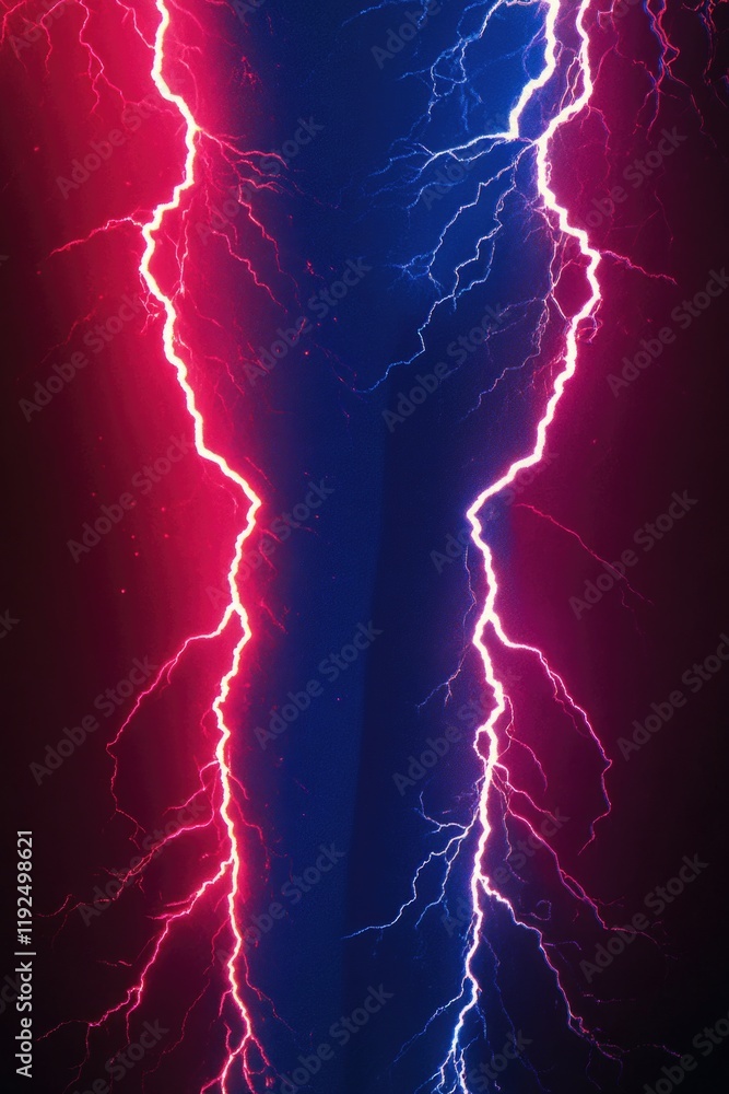 Poster A photo of lightning streaks illuminating the dark sky, often used as a background or atmospheric element