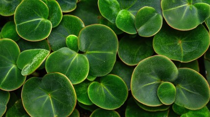 Obraz premium Whimsical Heart-Shaped Leaves: Vibrant Green and Textured Botanical Pattern for Nature-Inspired Design