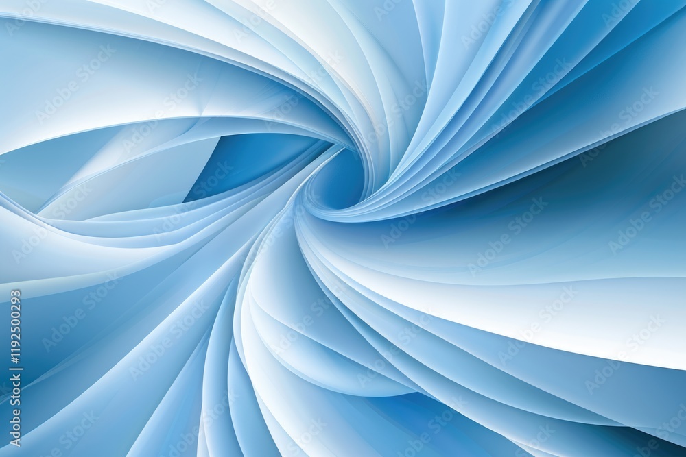 Poster abstract blue swirling background of curved layers creating a vortex effect