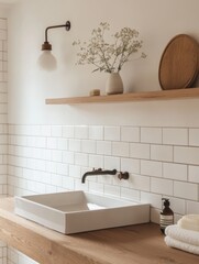 Minimalist Modern Bathroom Sink Design With Wooden Accents