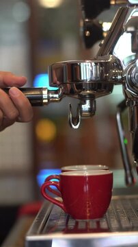 Close up of barista prepare to make coffee	