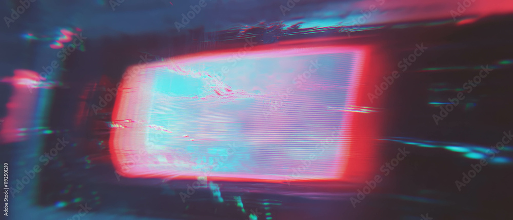 Poster Exploring distorted visuals through retro VHS noise and vibrant static patterns