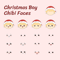 Christmas Boy Chibi Faces Illustration Pack