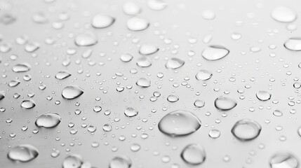 Water droplets on a clear gray surface.