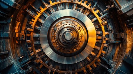 Obraz premium Rotor of a steam turbine generating electricity in power plant