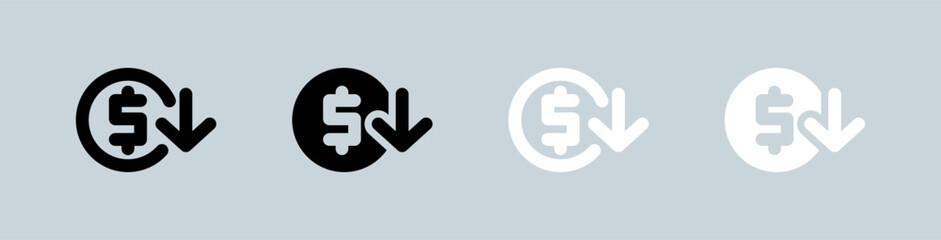 Inflation icon set in black and white. Economy crisis signs vector illustration.