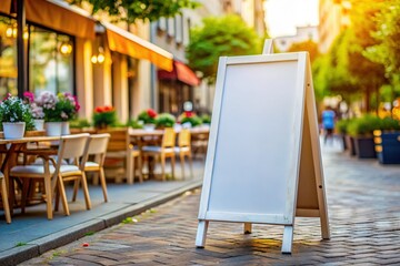 Blank White Restaurant Sandwich Board Mockup - Outdoor Advertising Signage Template