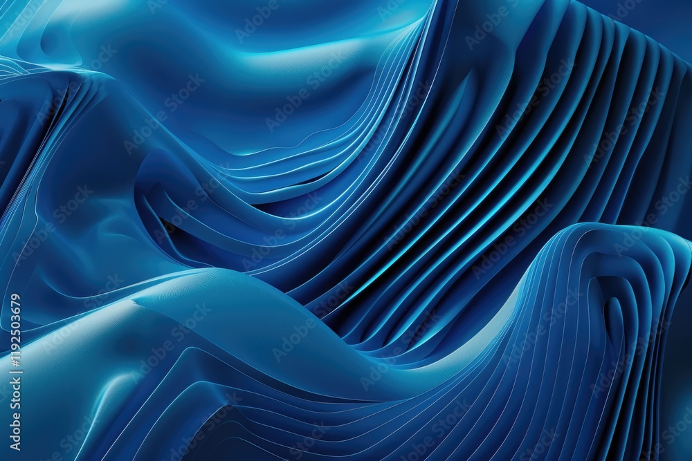 Poster abstract blue wave background with smooth curves and layered textures